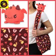 Plushie Tote Bag: Dark Red Tabletop Gaming Tote Bag + Red Dragon Plushie TET 6081-TY-244